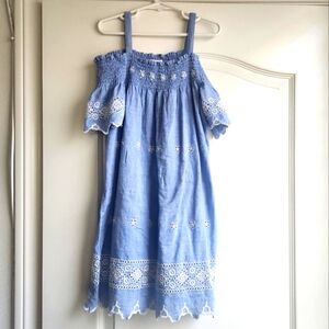 Ella Moss Chambray Eyelet Trim Dress